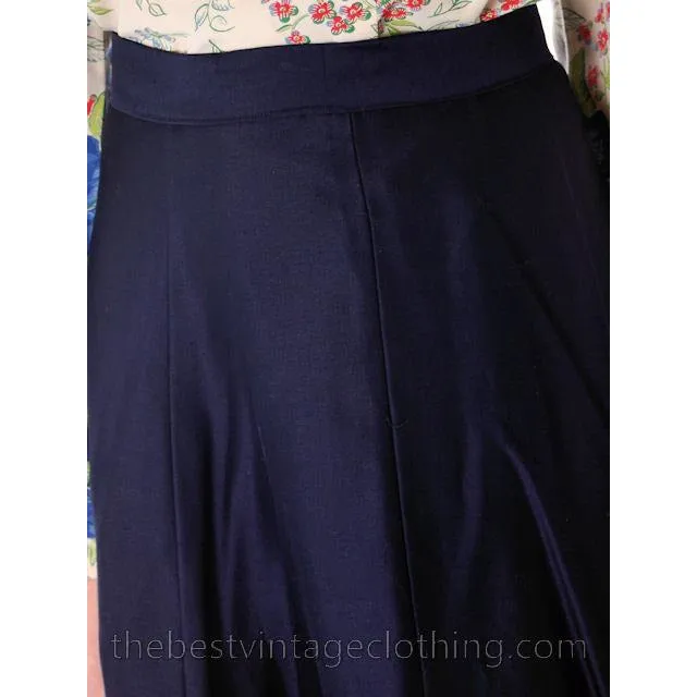 Vintage 1950s Skirt Navy Blue Fullish Courteena Small 26 Waist