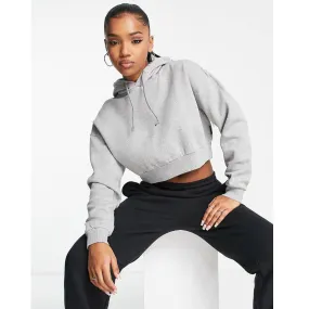 Women Crop Hoodies for Winter Grey Solid