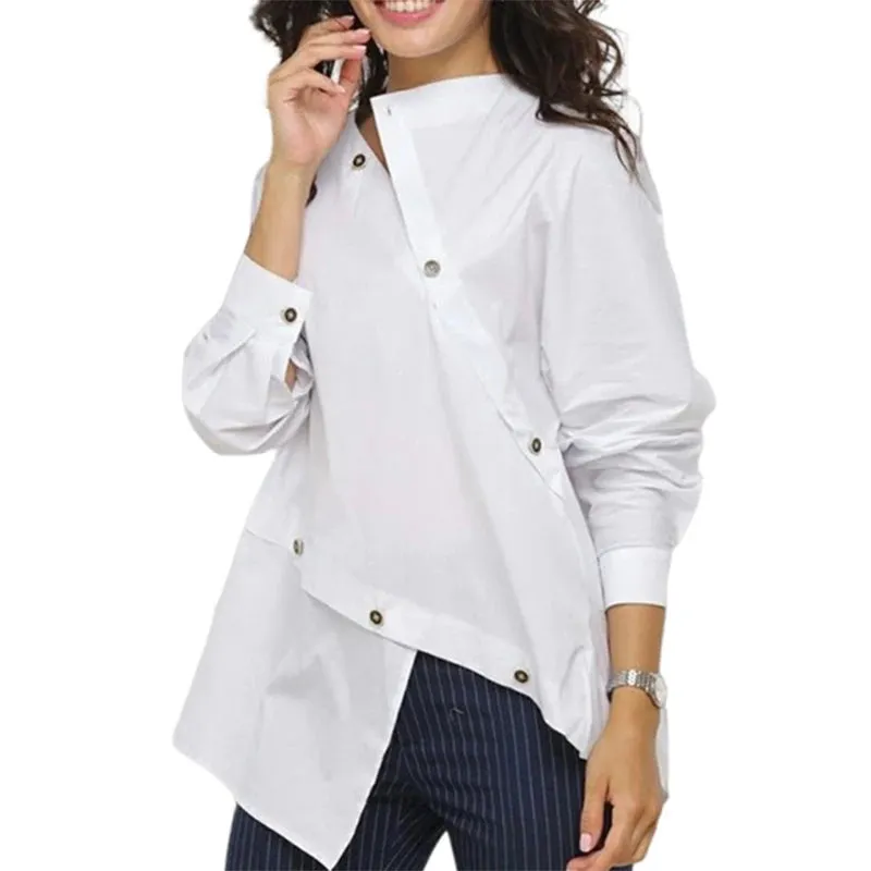 Women's Buttoned Long Sleeves Cotton Shirt Tops