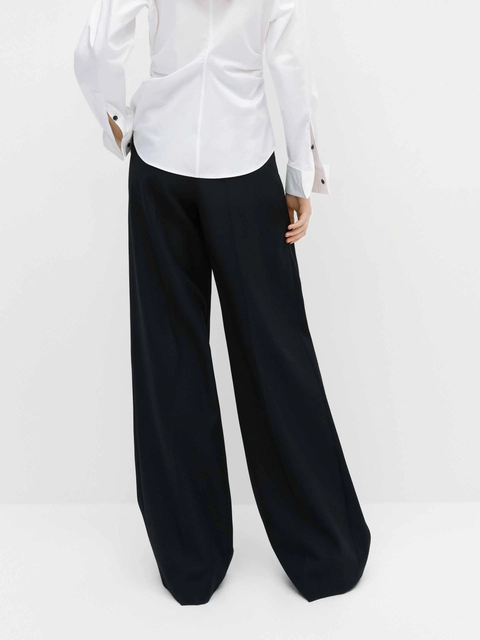 Wool Blend Relaxed Pants